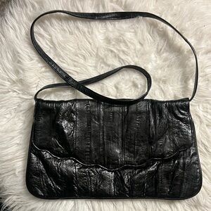 Elegant Black EEL Skin Shoulder Bag